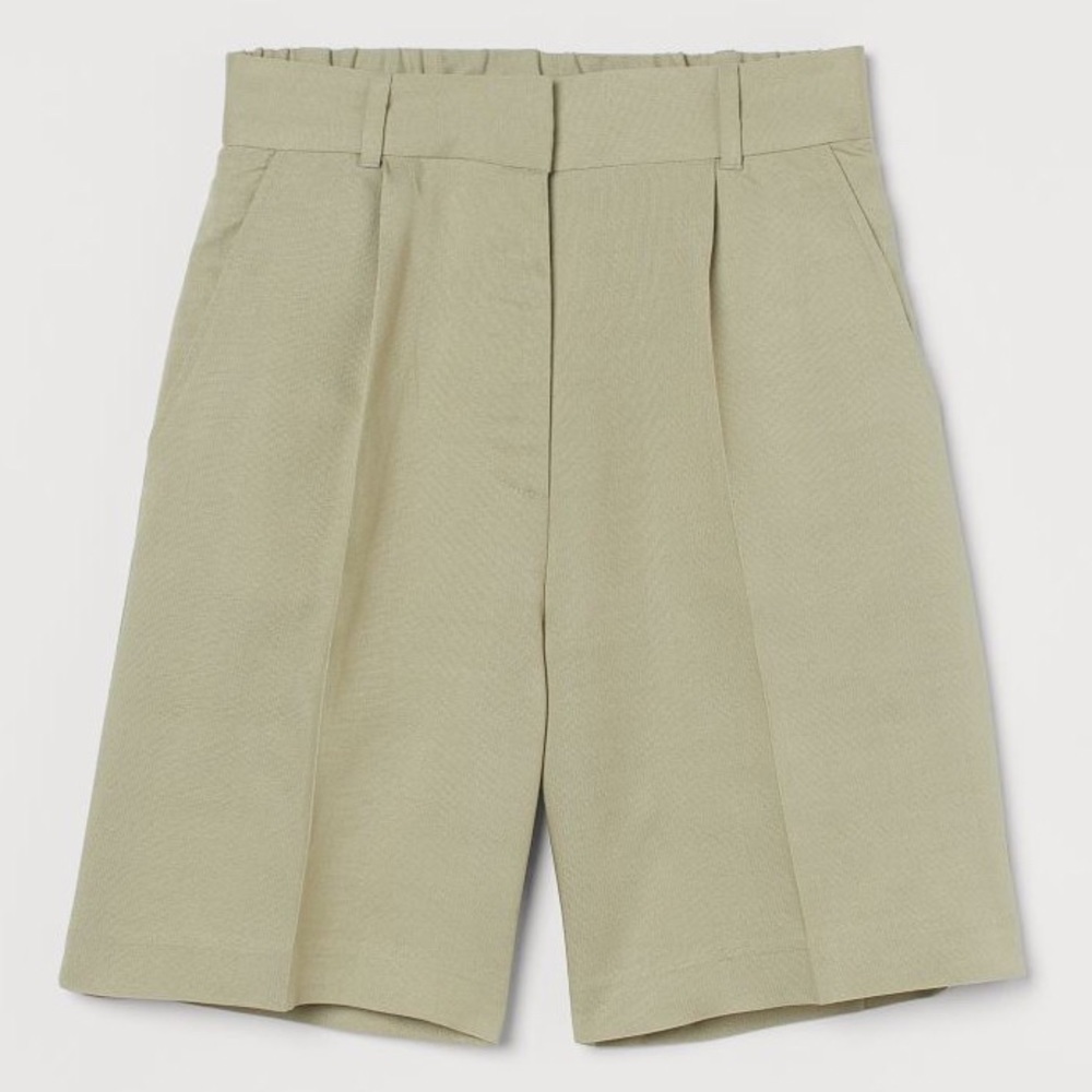 H&M Linen Blend Bermuda Shorts 12 Light Green